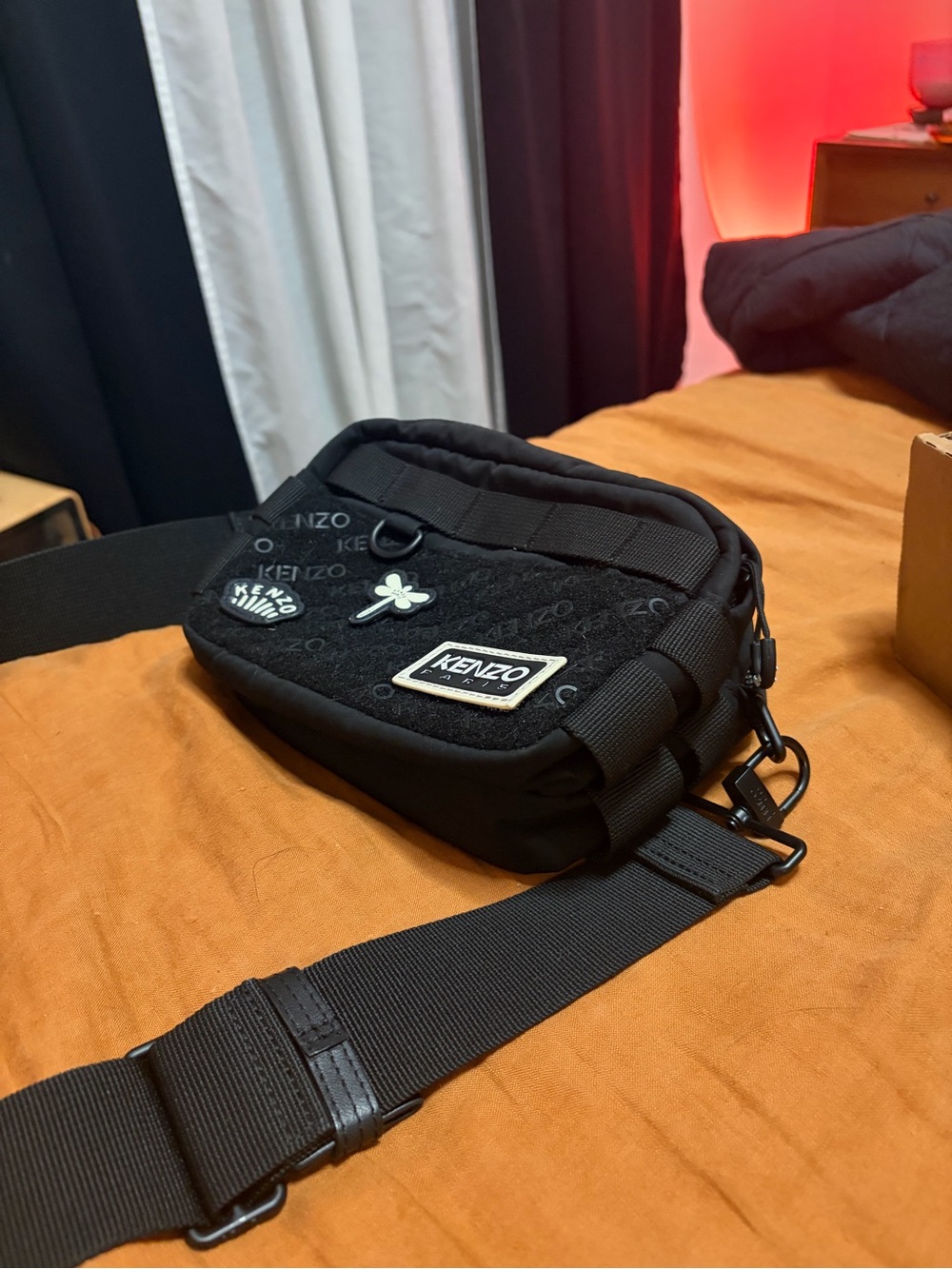 Kenzo Black Logo Patch Crossbody Belt Bag - Picture 3 of 7